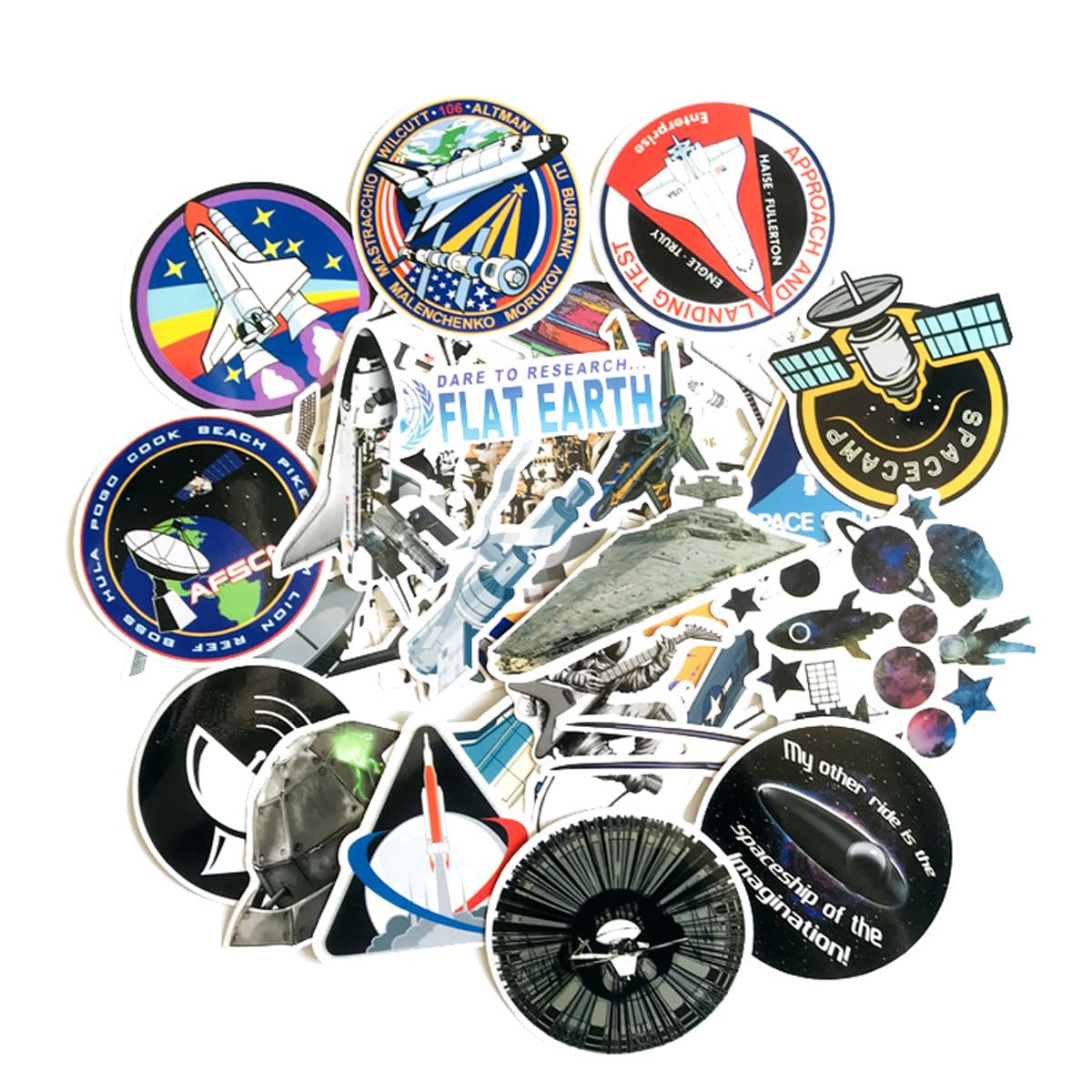 

34pcs Spaceship & Satellite Pattern Sticker, Multicolor