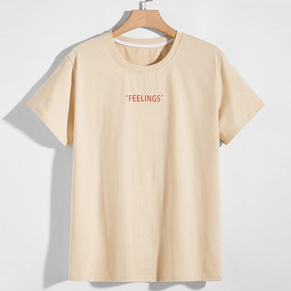 

Men Letter Graphic Short Sleeve Tee, Beige