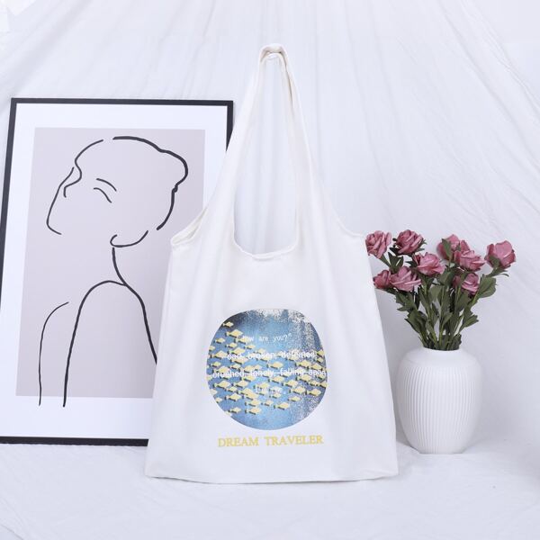 

Slogan Graphic Shopper Bag, White