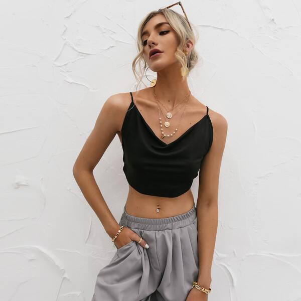 

Ring Detail Cami Top, Black