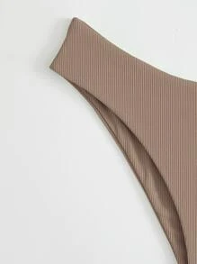 Rib Underwire Bikini Set For Summer Beach Vacation - Khaki - View 5