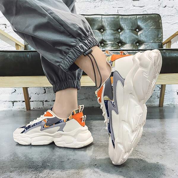 

Men Lace-up Front Chunky Sneakers, Multicolor
