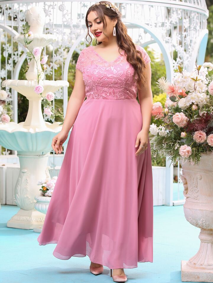 green emerald velvet dress Kiyonna Women's Plus Size Embroidered Elegance Evening Gown main image 1