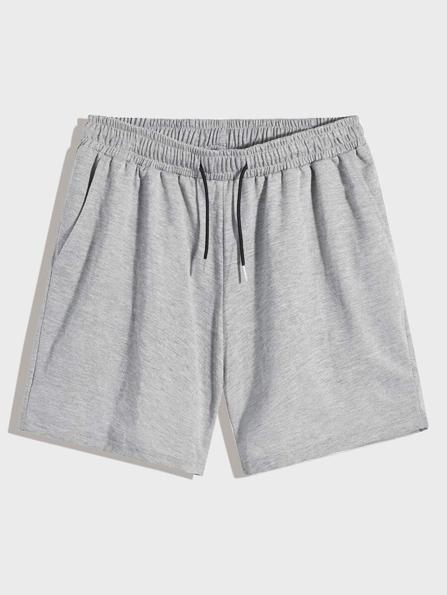 Manfinity EZcore Men Drawstring Waist Solid Track Shorts - Light Grey - View 1