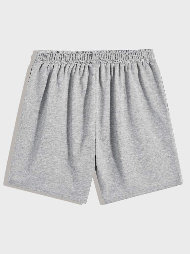 Manfinity EZcore Men Drawstring Waist Solid Track Shorts - Light Grey - View 2