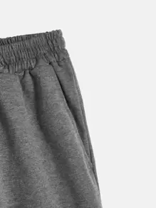 Manfinity EZcore 男士抽繩腰素色運動短褲 - 深灰色 - 查看 3