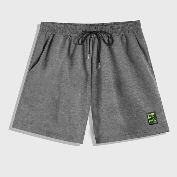

Men Patched Drawstring Track Shorts, Dark grey