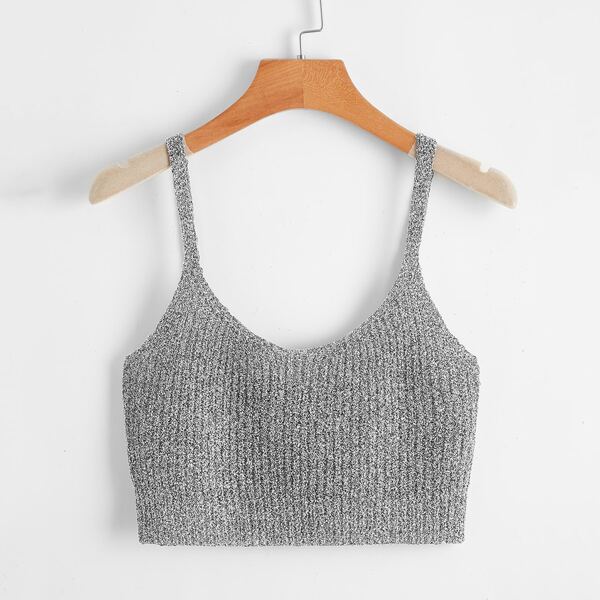 

Crop Rib Knit Top, Grey