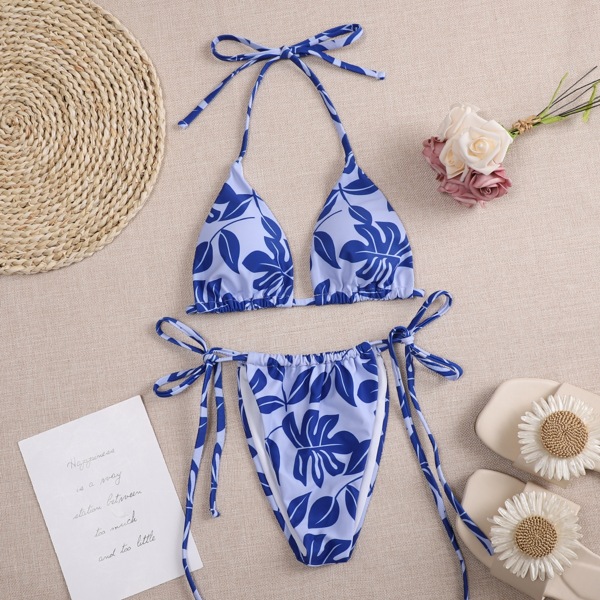 

Tropical Triangle Thong Bikini Swimsuit, Multicolor