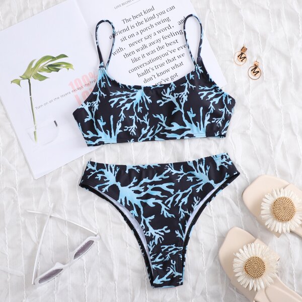 

Allover Print Bikini Swimsuit, Multicolor