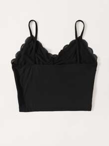 Muchica Top de tirantes panel con encaje fruncido - Negro - Ver 2