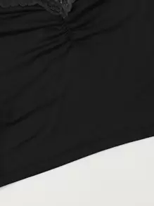 Muchica Top de tirantes panel con encaje fruncido - Negro - Ver 5