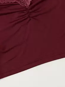 Muchica Top camisero fruncido con panel de encaje