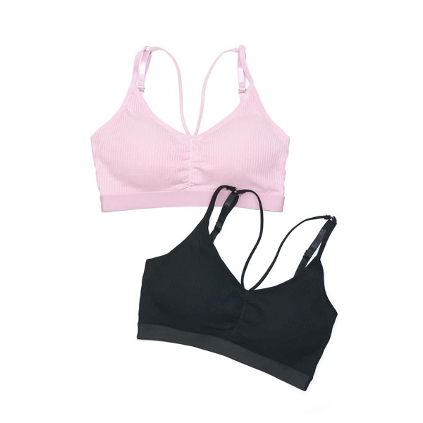 

Girls 2pcs Solid Cami Bralette, Multicolor