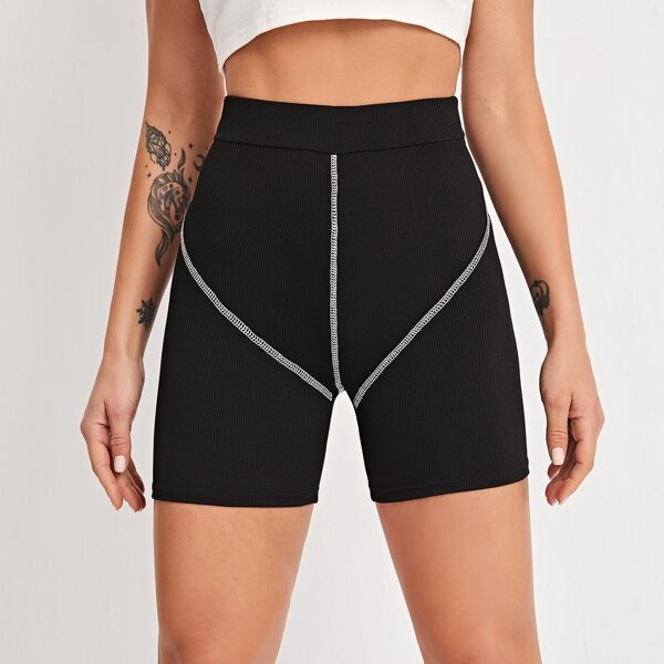 

Topstitching Biker Shorts, Black