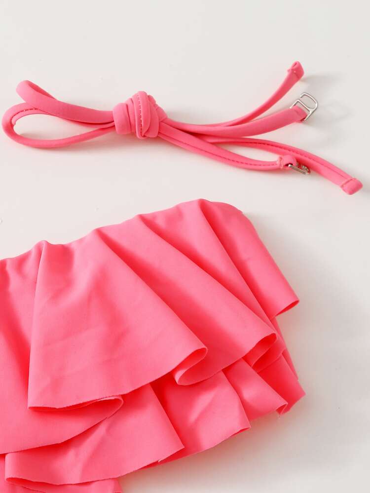 Bộ Bikini dây Ruffle có dây nối vòng - Hồng - Xem 4