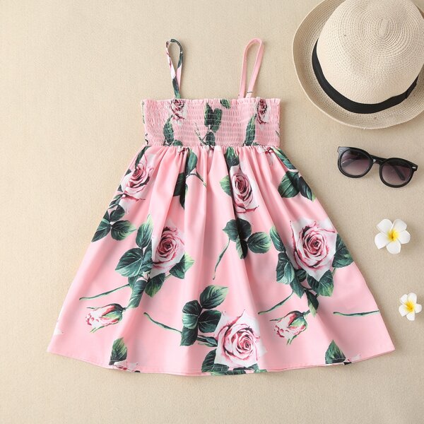 

Toddler Girls Floral Print Shirred Cami Dress, Multicolor
