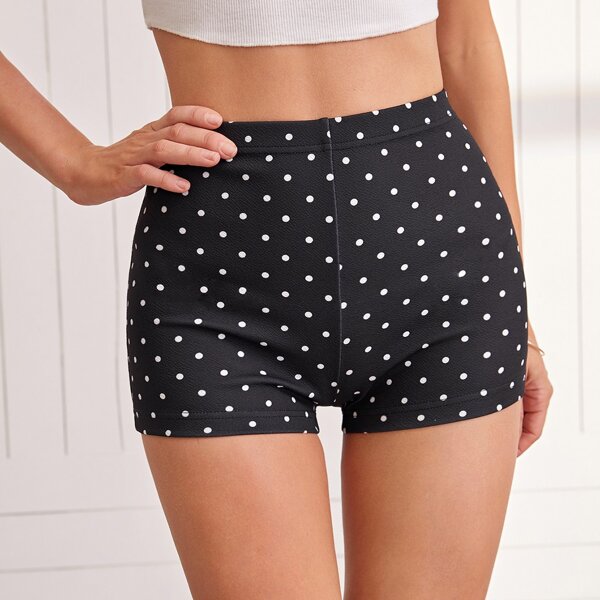 

Polka Dot Print Shorts, Black