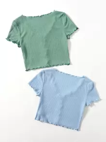 Muchica 2 Packs Lettuce Trim Tee - Multicolor - View 2