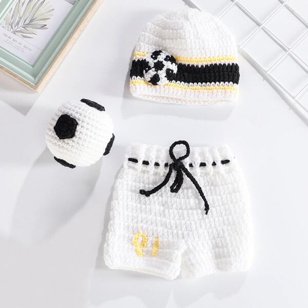 

Newborn Unisex 3pcs Colorblock Photography Prop, White
