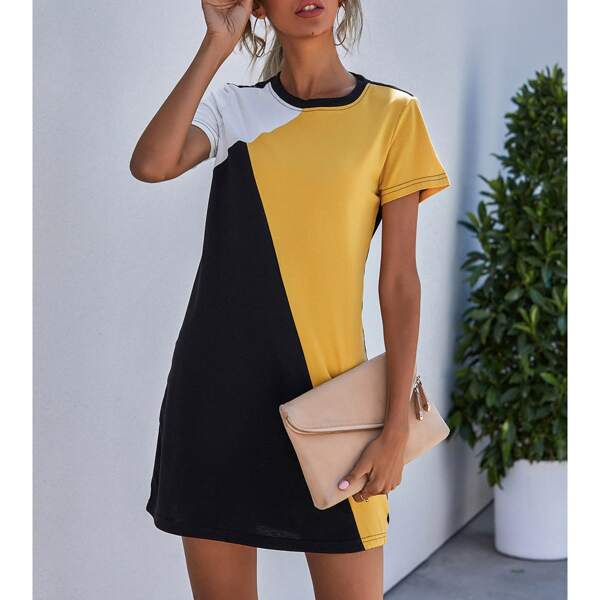 

Cut And Sew Tee Dress, Multicolor
