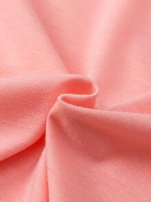 字母圖案短袖T恤 - 珊瑚粉 - 查看 3