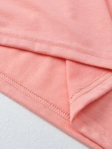 字母圖案短袖T恤 - 珊瑚粉 - 查看 4