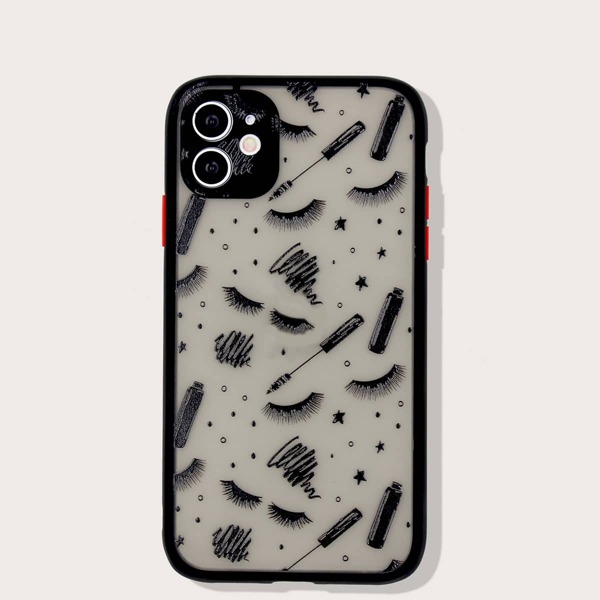 

Eyelash & Mascara Print iPhone Case, Black