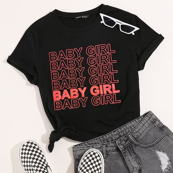 

Letter Graphic Short Sleeve Tee, Black