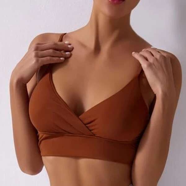 

Thin Strap Bikini Top, Rust brown