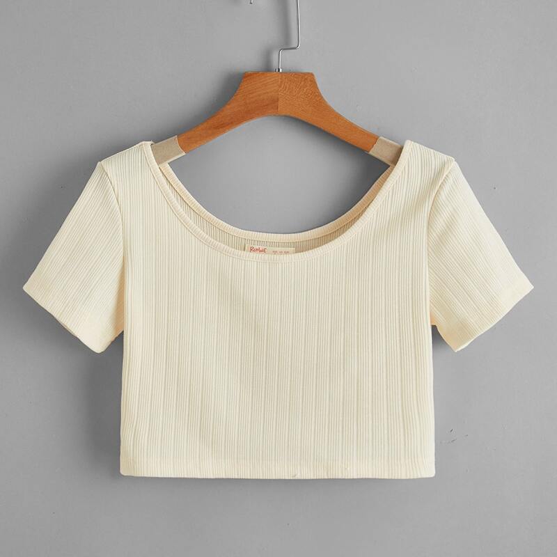 

Solid Crop Tee, Beige