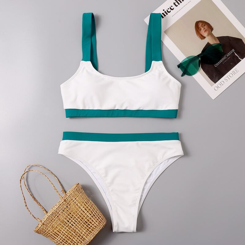 

Contrast Binding Bikini Swimsuit, Multicolor