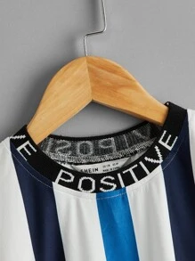 SHEIN Tween Boy Striped Round Neck Tee - Multicolor - View 3