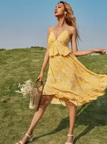 Đầm Xù Hoa Boho - Màu vàng - Xem 1