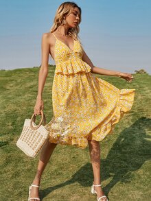 Đầm Xù Hoa Boho - Màu vàng - Xem 5