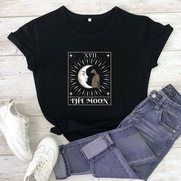 

Letter And Graphic Print Tee, Black