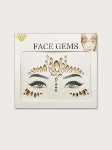 1片面部水钻贴纸，适合多种场合 - 黃色 - 查看 2