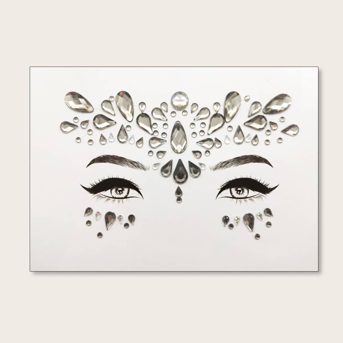 

1sheet Water-drop Rhinestone Shaped Eye Tattoo Sticker, Black