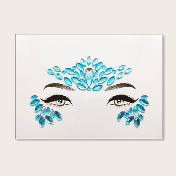 

1sheet Water-drop Rhinestone Shaped Eye Tattoo Sticker, Blue