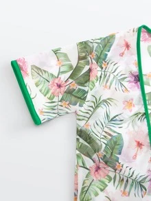 Girls Floral & Tropical Print Kimono - Multicolor - View 4