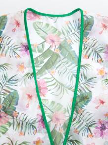 Girls Floral & Tropical Print Kimono - Multicolor - View 5