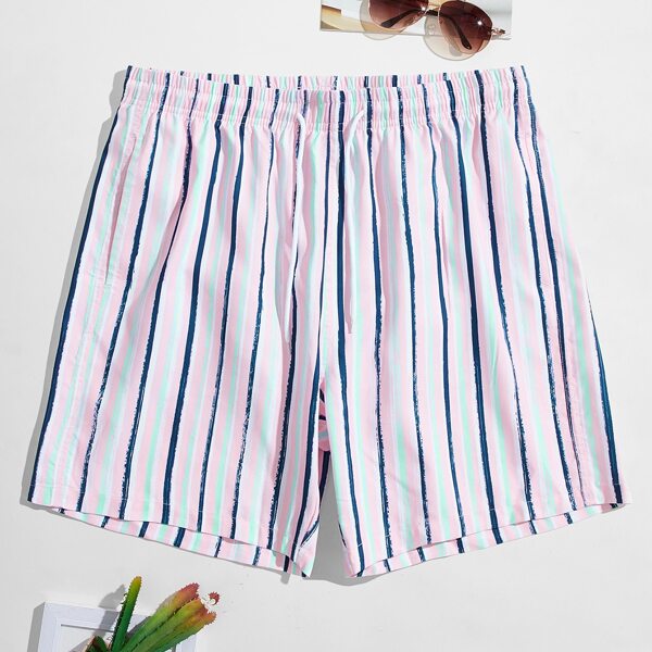 

Men Striped Swim Trunks, Pink