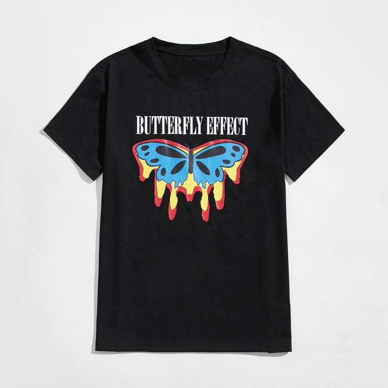 

Guys Letter Butterfly Graphic Tee, Black