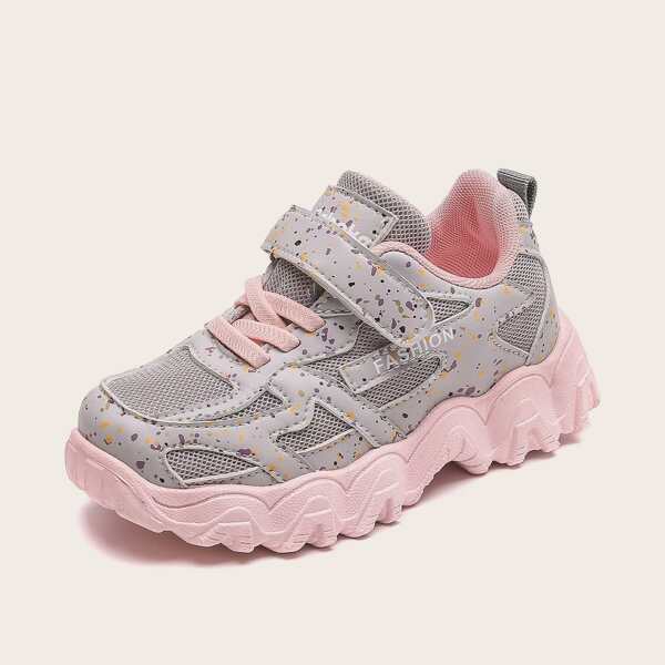 

Girls Velcro Strap Mesh Panel Sneakers, Grey
