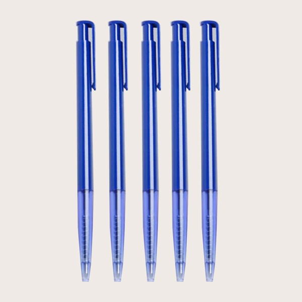 

5pcs Push-type Ballpoint Pen, Blue