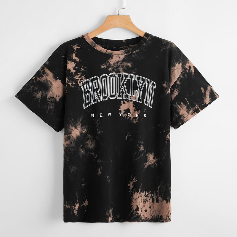 Tie Dye Letter Graphic Tee, Multicolor