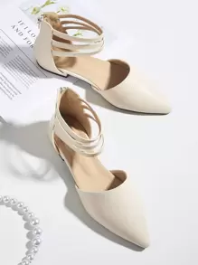 Zapatillas con cremallera trasera minimalistas - Beis - Ver 1