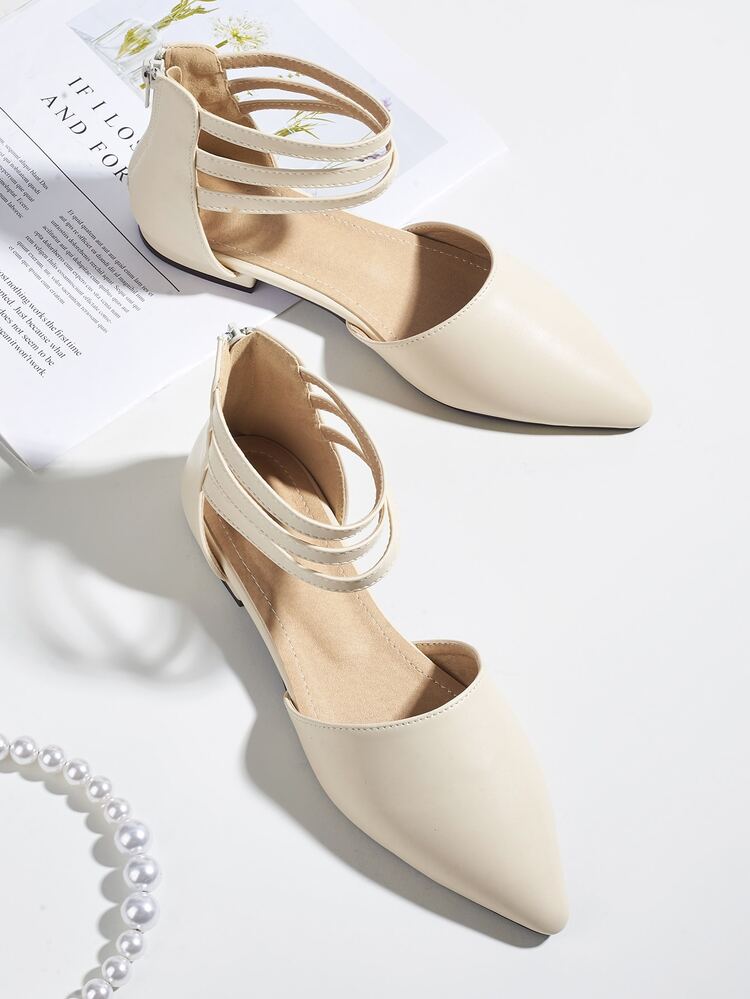 Zapatillas con cremallera trasera minimalistas - Beis - Añade 1