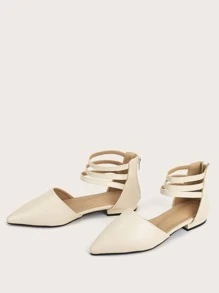 Zapatillas con cremallera trasera minimalistas - Beis - Ver 2