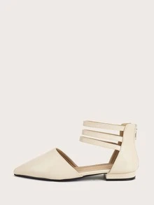 Zapatillas con cremallera trasera minimalistas - Beis - Ver 3